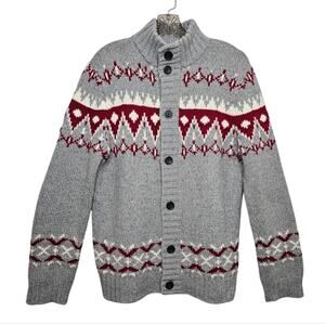 Express Button Front Knit Cardigan Merino Wool Blend Sweater Gray Medium